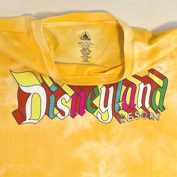 Disneyland Parks Cropped Tie-Die Yellow T-Shirt | NWT | Sz Lg - Picture 3 of 4
